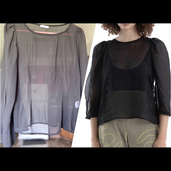 NWOT Sheer scoop Neck top - Picture 1 of 5